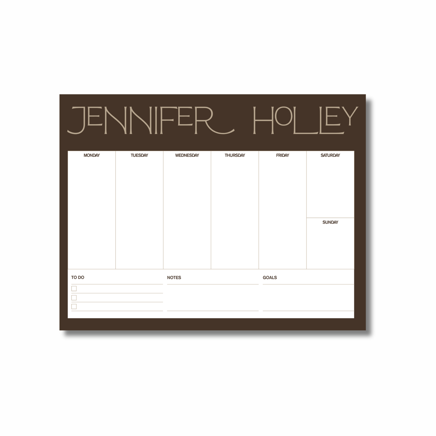 weekly planner notepad (brown)