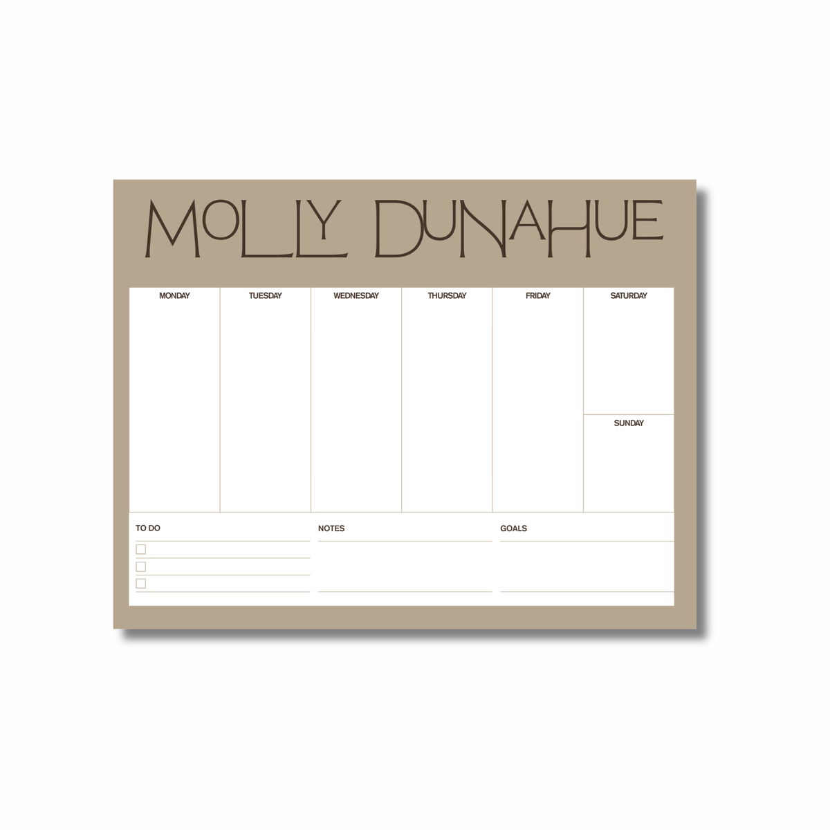 weekly planner notepad (brown)