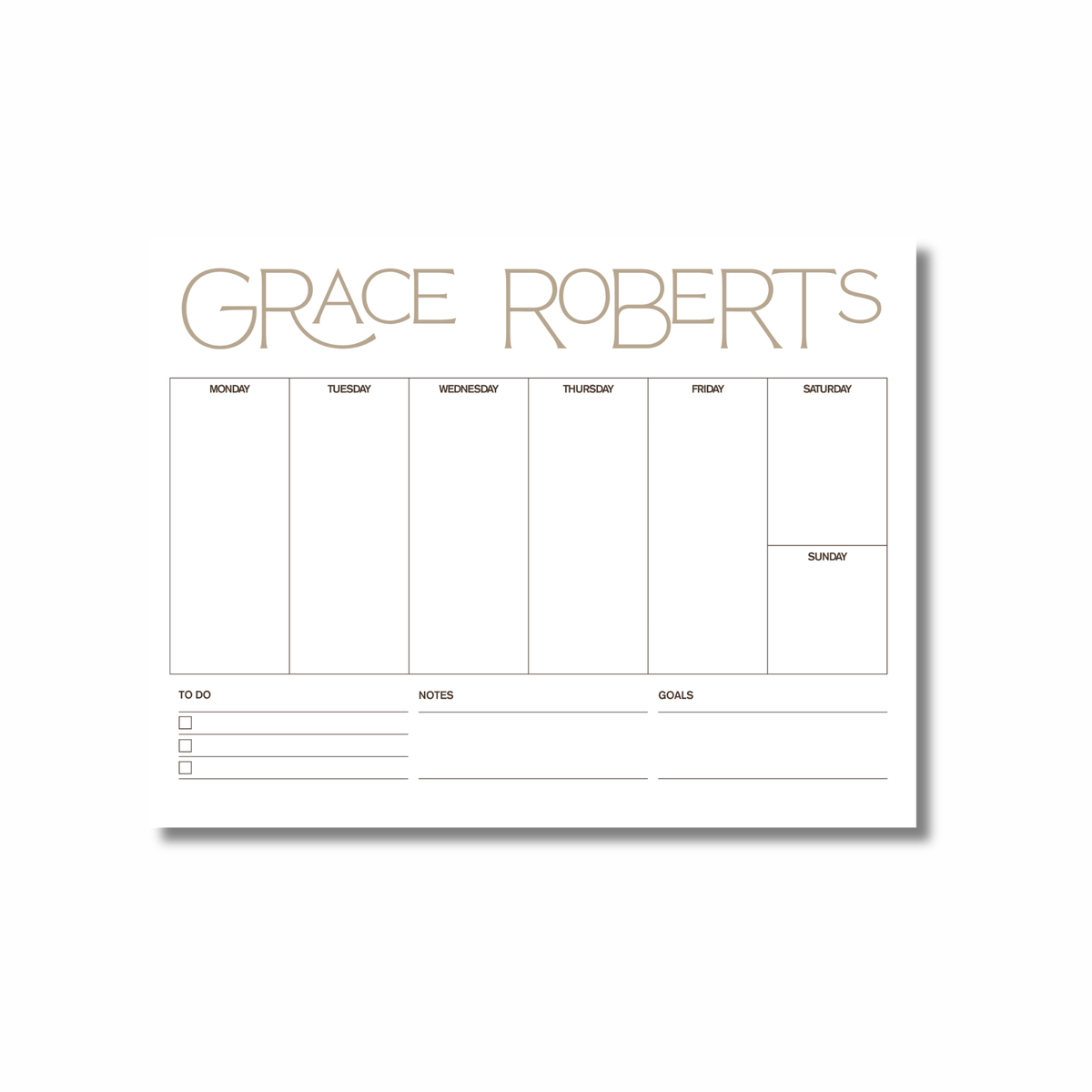 weekly planner notepad (brown)