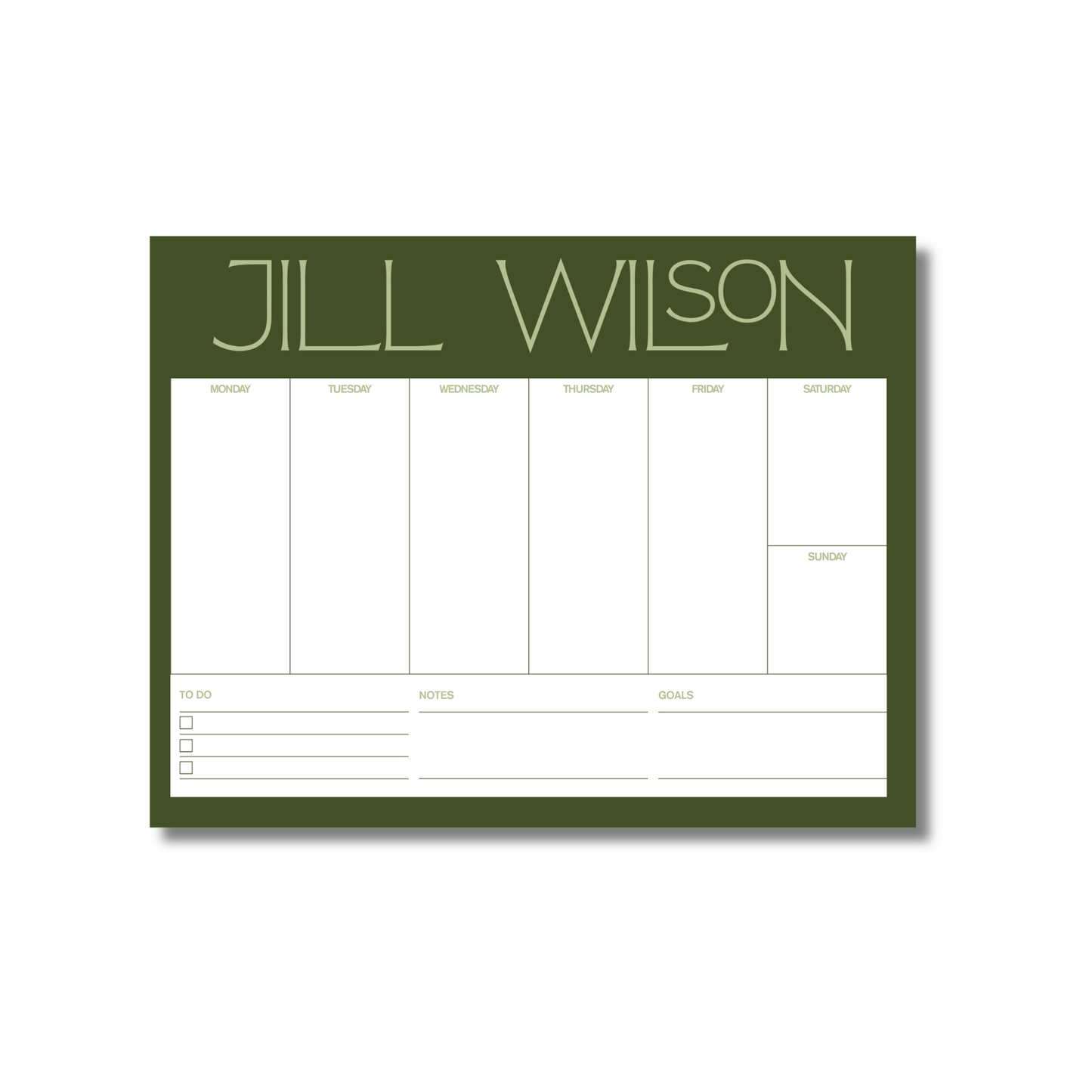 weekly planner notepad (green)