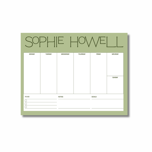 weekly planner notepad (green)