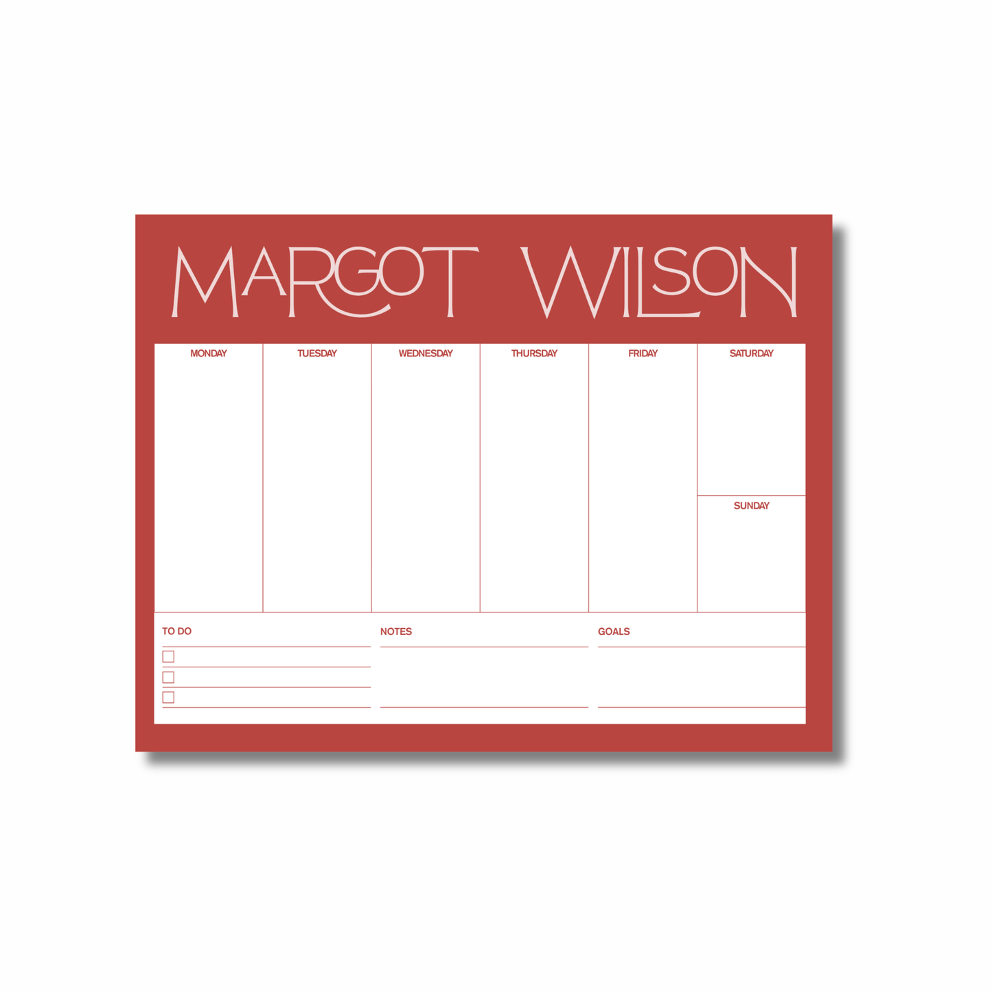 weekly planner notepad (red)