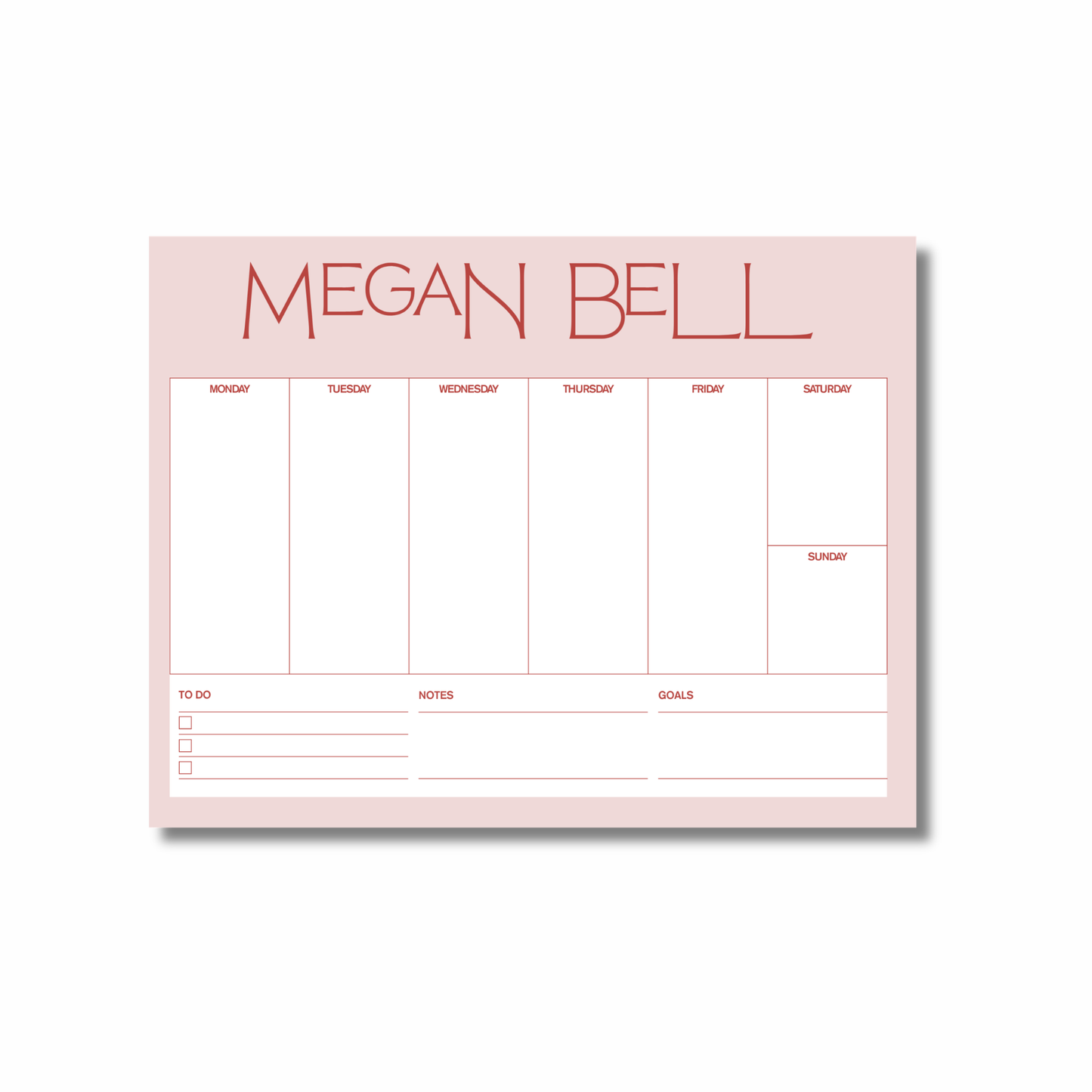 weekly planner notepad (red)