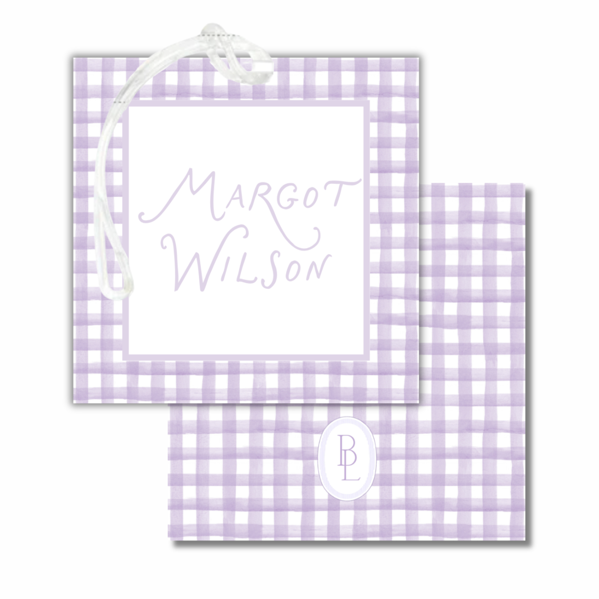 gingham bag tag